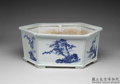 图片[2]-Hexagonal planter with pine, bamboo and plum motifs, Jingdezhen ware, blue and white, Qing dynasty (1644-1911)-China Archive